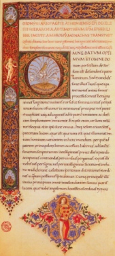Pseudo Dionigi Areopagita, Opera (trad. lat. di Ambrogio Traversari). Firenze, Biblioteca Medicea Laurenziana, Plut. 17, 22, f. 1r